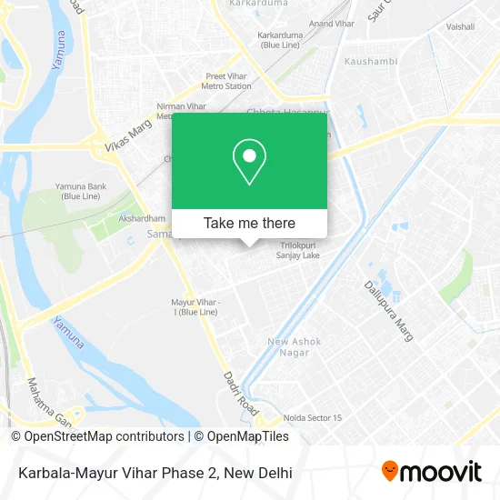 Karbala-Mayur Vihar Phase 2 map