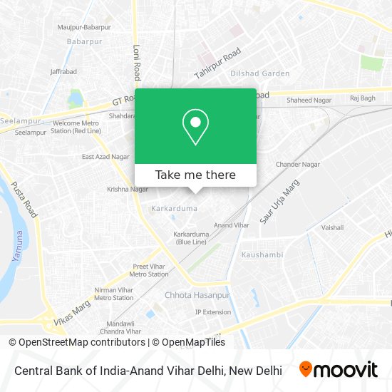 How to get to Central Bank of India Anand Vihar Delhi by Bus