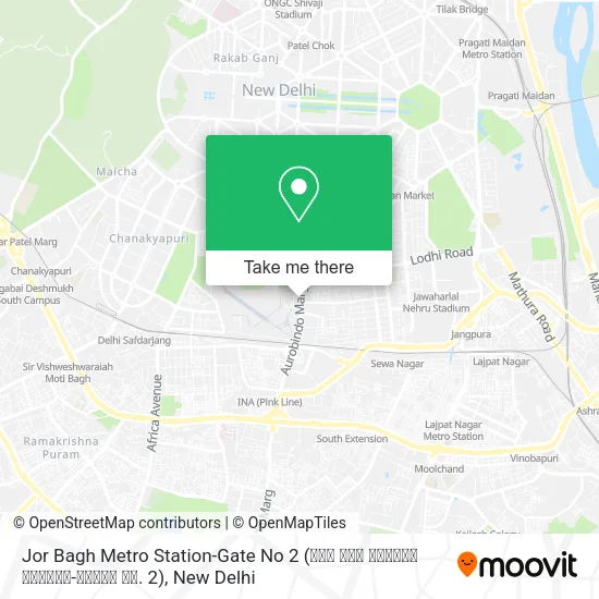 Jor Bagh Metro Station-Gate No 2 (जोर बाग मेट्रो स्टेशन-द्वार सं. 2) map