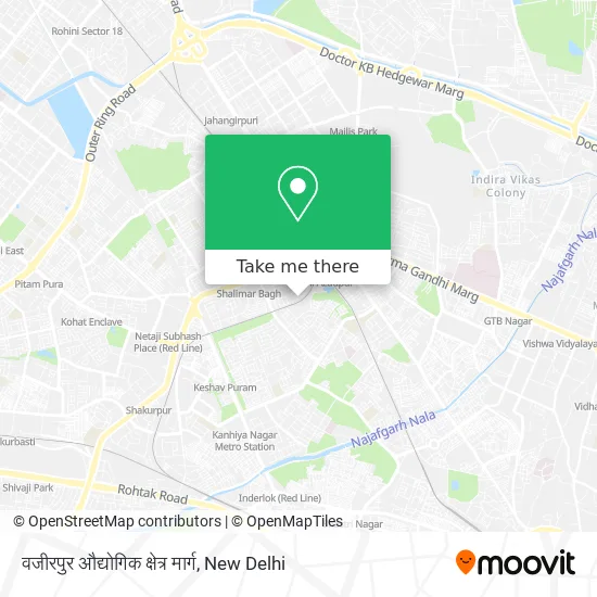 वजीरपुर औद्योगिक क्षेत्र मार्ग map