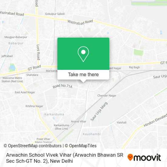 Arwachin School Vivek Vihar (Arwachin Bhawan SR Sec Sch-GT No. 2) map