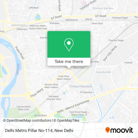 Delhi Metro Pillar No-114 map