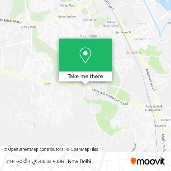 ज्ञास उद दीन तुगलक का मकबरा map