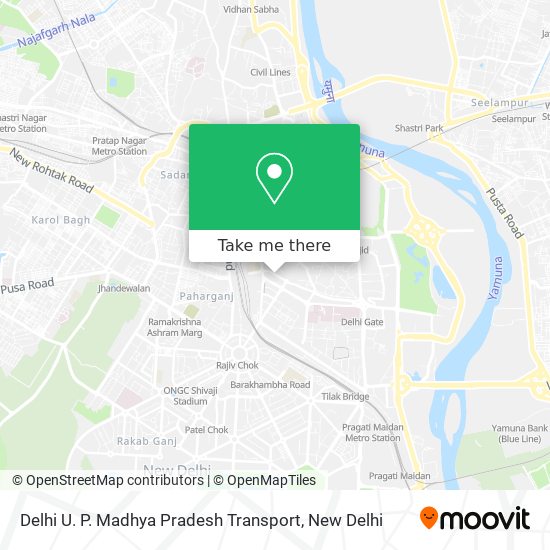 Delhi U. P. Madhya Pradesh Transport map