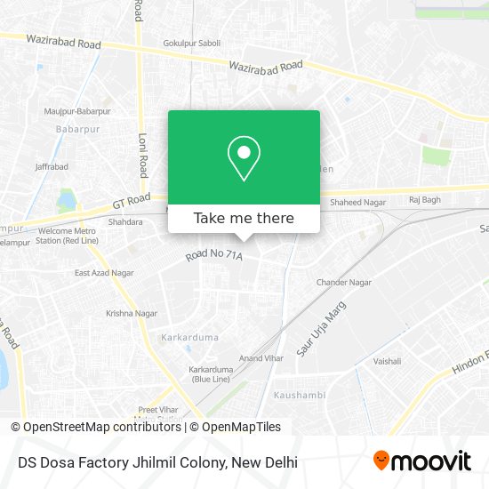 DS Dosa Factory Jhilmil Colony map