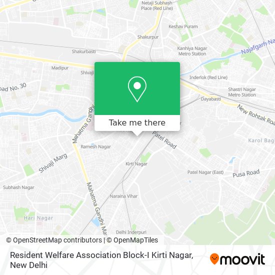 Resident Welfare Association Block-I Kirti Nagar map