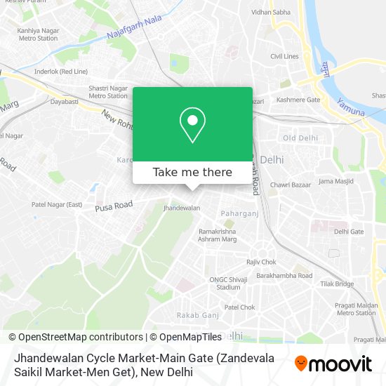 Jhandewalan Cycle Market-Main Gate (Zandevala Saikil Market-Men Get) map