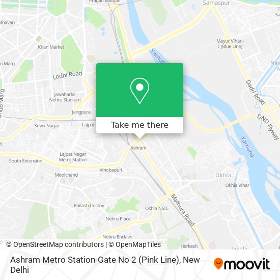 Ashram Metro Station-Gate No 2 (Pink Line) map
