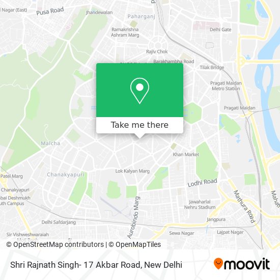 Shri Rajnath Singh- 17 Akbar Road map