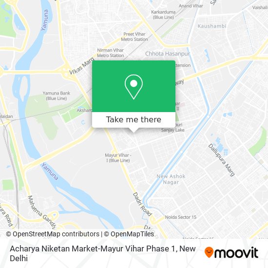 Acharya Niketan Market-Mayur Vihar Phase 1 map