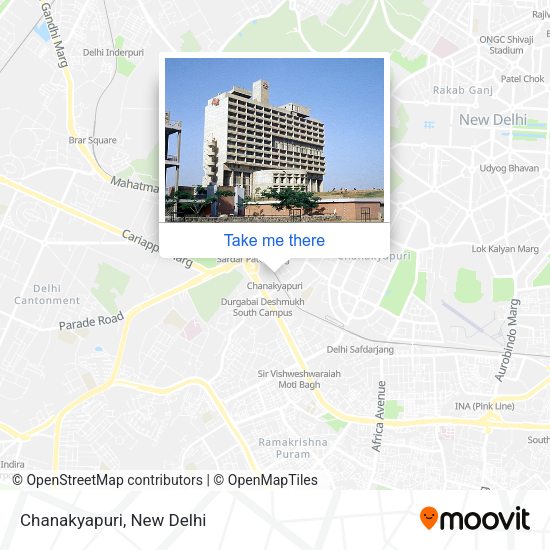 How to get to Chanakyapuri in Delhi by Metro, Bus or Train?