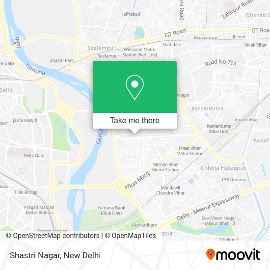 How to get to Shastri Nagar in Delhi by Bus, Metro or Train?