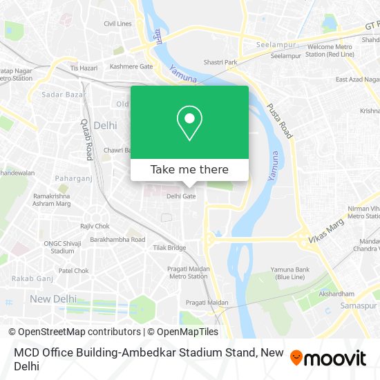 MCD Office Building-Ambedkar Stadium Stand map