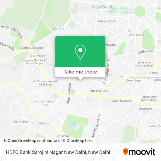 HDFC Bank Sarojini Nagar New Delhi map