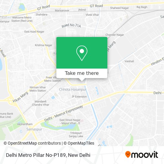 Delhi Metro Pillar No-P189 map