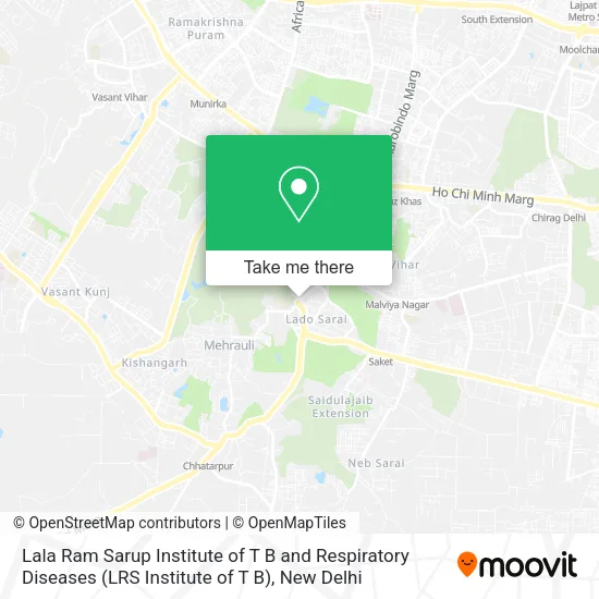 Lala Ram Sarup Institute of T B and Respiratory Diseases (LRS Institute of T B) map