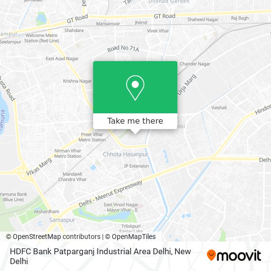 HDFC Bank Patparganj Industrial Area Delhi map