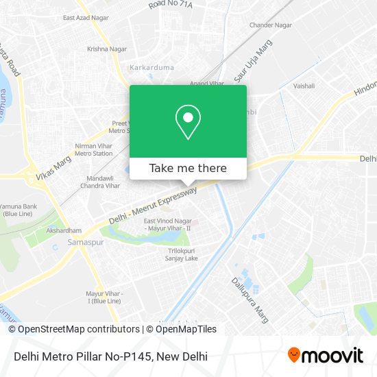 Delhi Metro Pillar No-P145 map