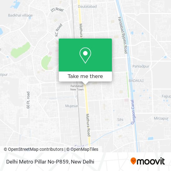 Delhi Metro Pillar No-P859 map