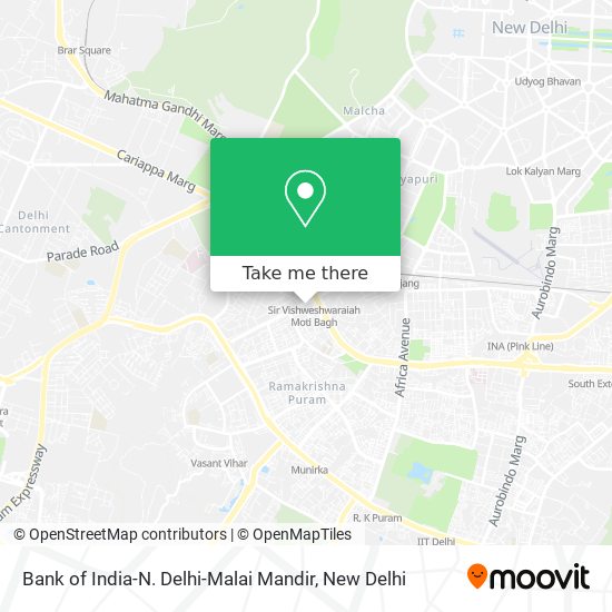 Bank of India-N. Delhi-Malai Mandir map
