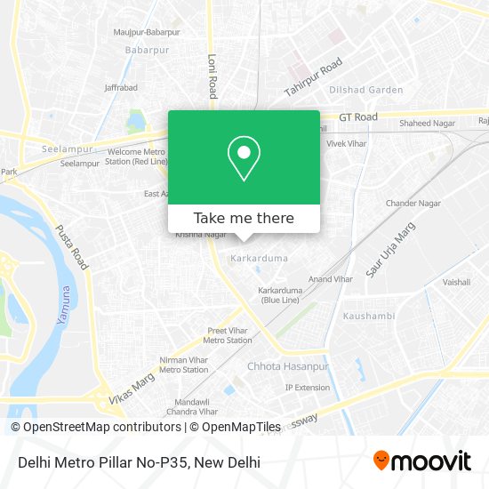 Delhi Metro Pillar No-P35 map