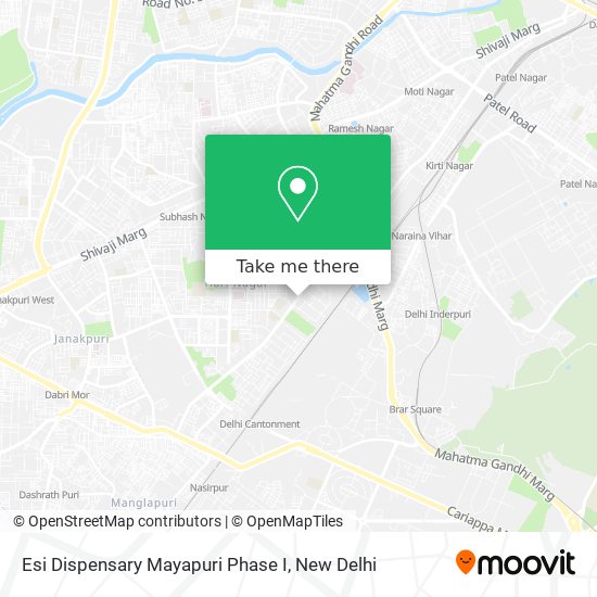 Esi Dispensary Mayapuri Phase I map