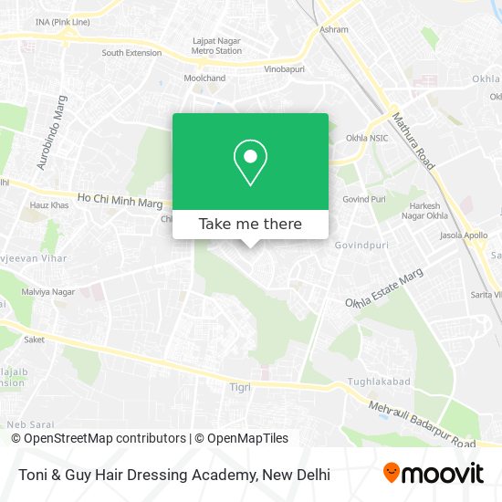 How to get to Toni & Guy Hair Dressing Academy in Delhi by Bus or Metro?