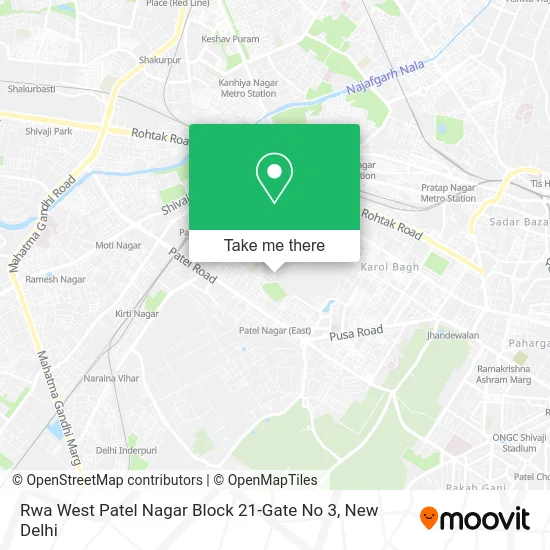 Rwa West Patel Nagar Block 21-Gate No 3 map