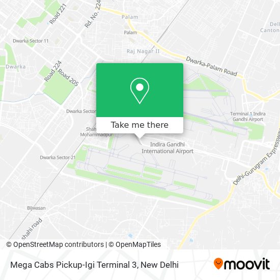 Mega Cabs Pickup-Igi Terminal 3 map