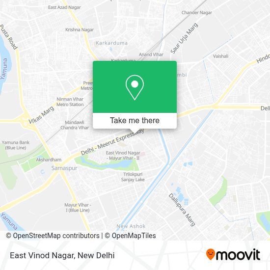 How to get to East Vinod Nagar in Delhi by Metro, Bus or Train?