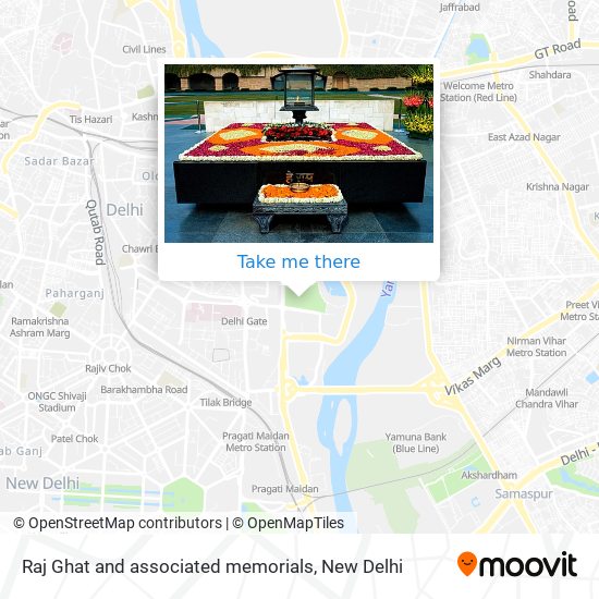 Raj Ghat and associated memorials map