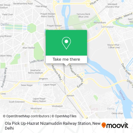 Ola Pick Up-Hazrat Nizamuddin Railway Station map