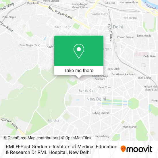 RMLH-POST GRADUATE INSTITUTE OF MEDICAL EDUCATION & RESEARCH DR RML HOSPITAL map
