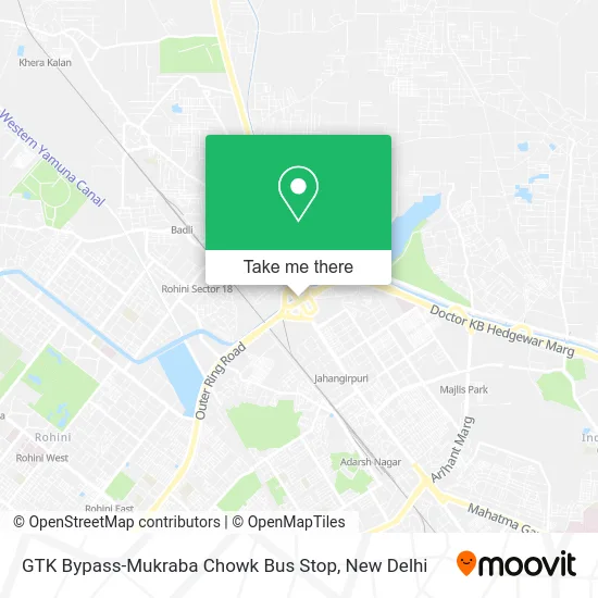 GTK Bypass-Mukraba Chowk Bus Stop map