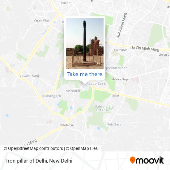 Iron pillar of Delhi map