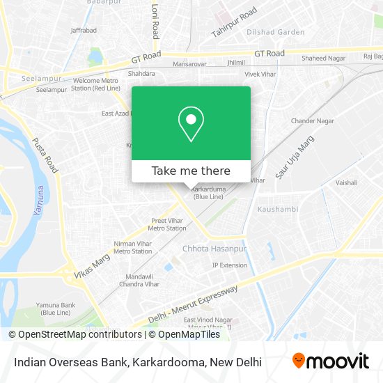 Indian Overseas Bank, Karkardooma map