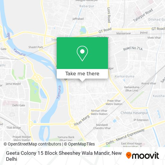 Geeta Colony 15 Block Sheeshey Wala Mandir map