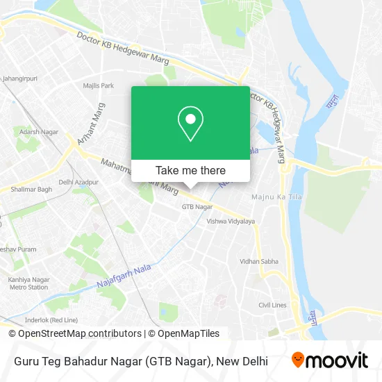 Guru Teg Bahadur Nagar (GTB Nagar) map