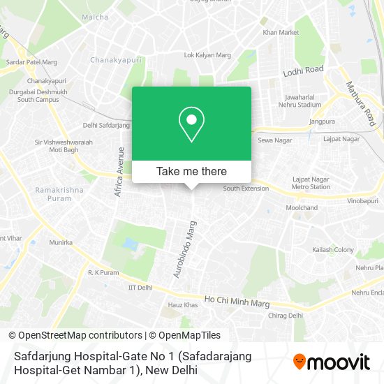 Safdarjung Hospital-Gate No 1 (Safadarajang Hospital-Get Nambar 1) map