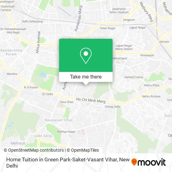 Home Tuition in Green Park-Saket-Vasant Vihar map