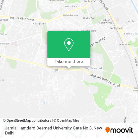 Jamia Hamdard Deemed University Gate No 3 map