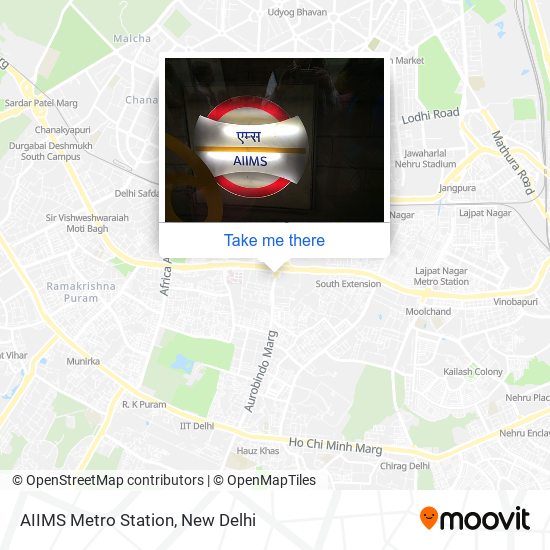 AIIMS Metro Station map