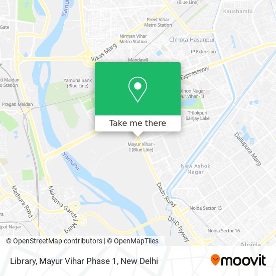 Library, Mayur Vihar Phase 1 map