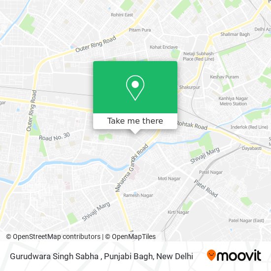 Gurudwara Singh Sabha , Punjabi Bagh map