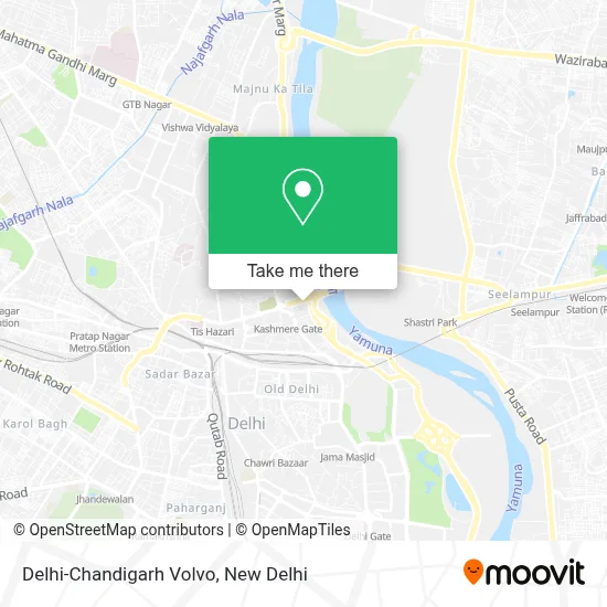 Delhi-Chandigarh Volvo map