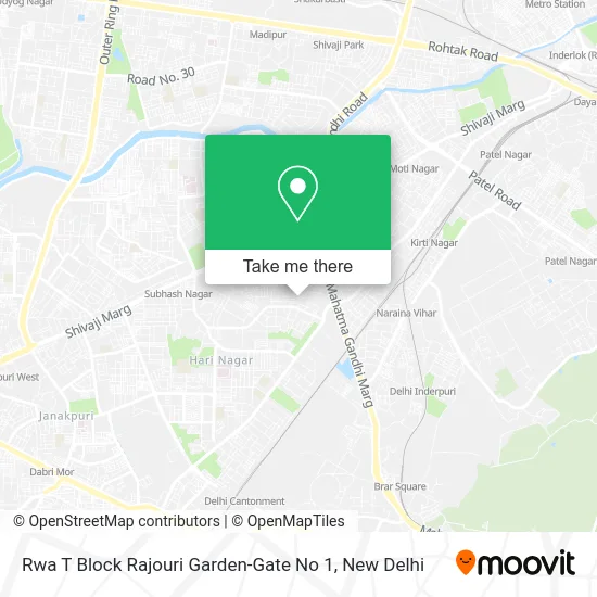 Rwa T Block Rajouri Garden-Gate No 1 map
