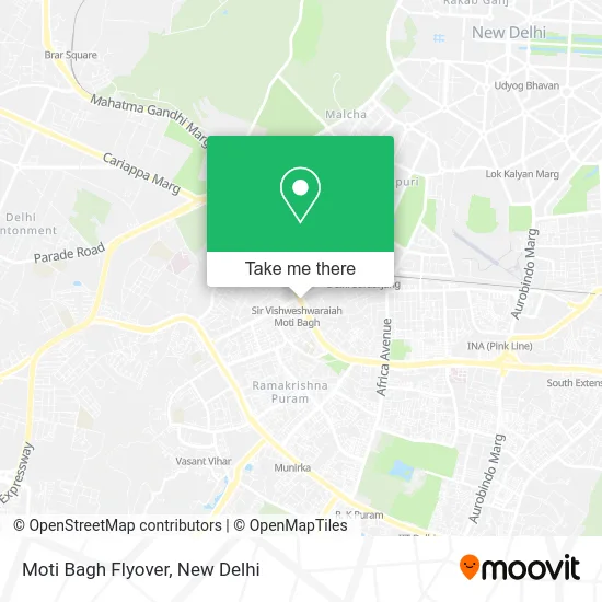 Moti Bagh Flyover map