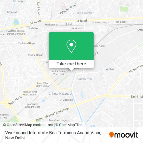 Vivekanand Interstate Bus Terminus Anand Vihar map