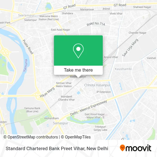 Standard Chartered Bank Preet Vihar map