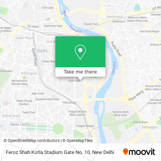 Feroz Shah Kotla Stadium Gate No. 10 map